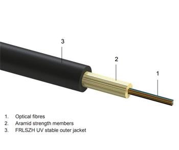 DROP FTTx 16 optických vláken singlemode 9/125, G.657A2 BLACK LSOH, převěs - 30m - 1.000 metrů