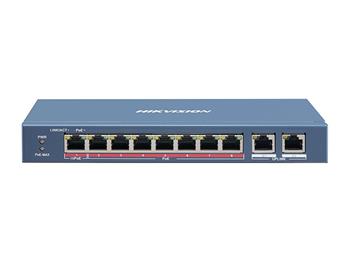 HIKVISION, 10/7+1 PoE switch, 2x uplink 1Gbps