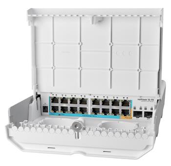 MikroTik Cloud Router Switch CRS318-1Fi-15Fr-2S-OUT - netPower 15FR reverzní POE switch