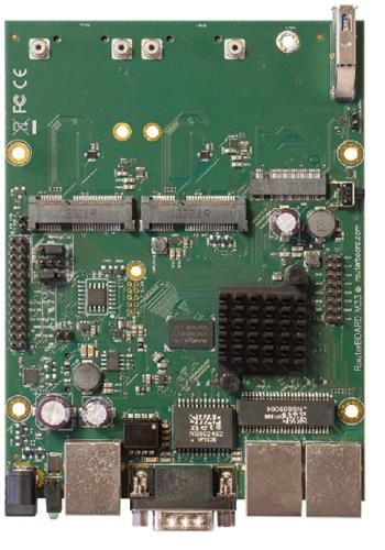 MikroTik RouterBOARD RBM33G, Dual Core 880MHz CPU, 256MB RAM, 3x Gbit LAN, 2x miniPCI-e, ROS L4
