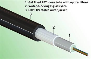 Optický kabel venkovní 09/125 4vl., PE, CLT, se základní ochranou proti hlodavcům
