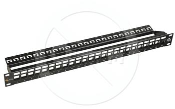 STP modulární neosazený patch panel SOLARIX, 24 portů, 1U, black