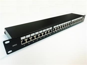 STP patch panel OPTIX Cat.6A, 24port, 1U, černý, CERTIFIKOVÁNO