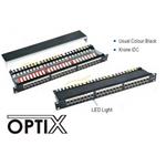 STP patch panel OPTIX Cat6, 24 port, 1U, black, s LED vyhledáváním